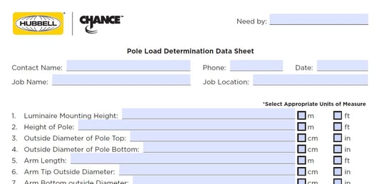 pole load data sheet