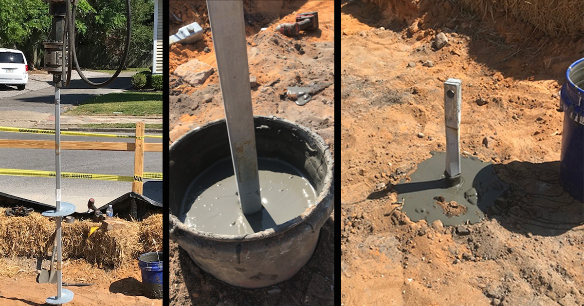 New Construction Foundation with Grouted Helical Piles in Constrained Site